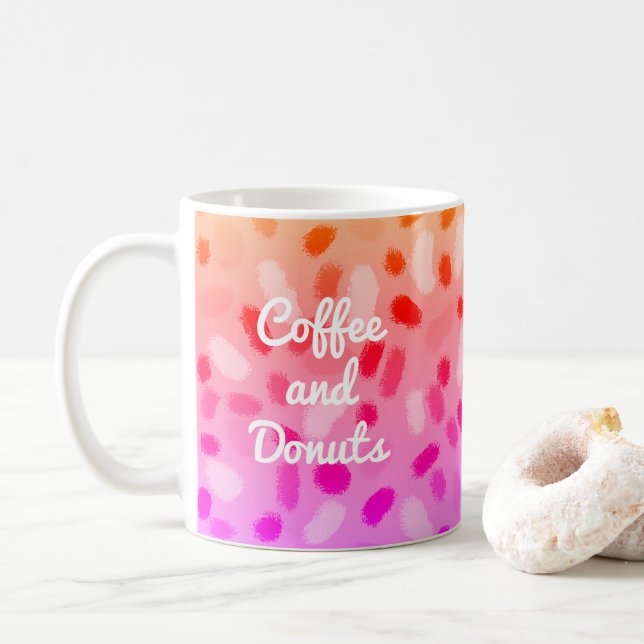Coffee and Doughnuts Multicolored Festive Design Mug (With Donut)