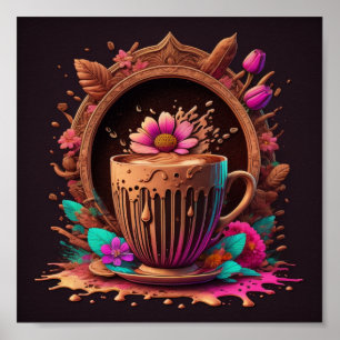 Coffee and flowers Art Poster