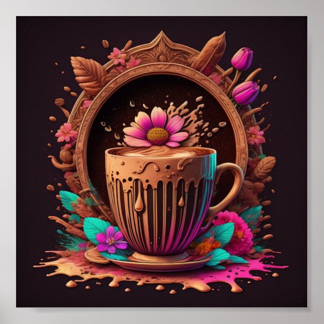 Coffee and flowers Art Poster (Front)