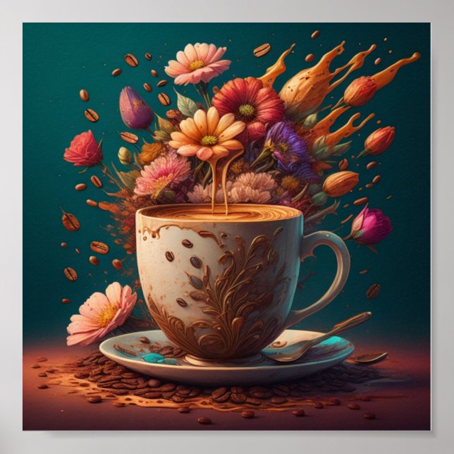 Coffee and flowers poster (Front)