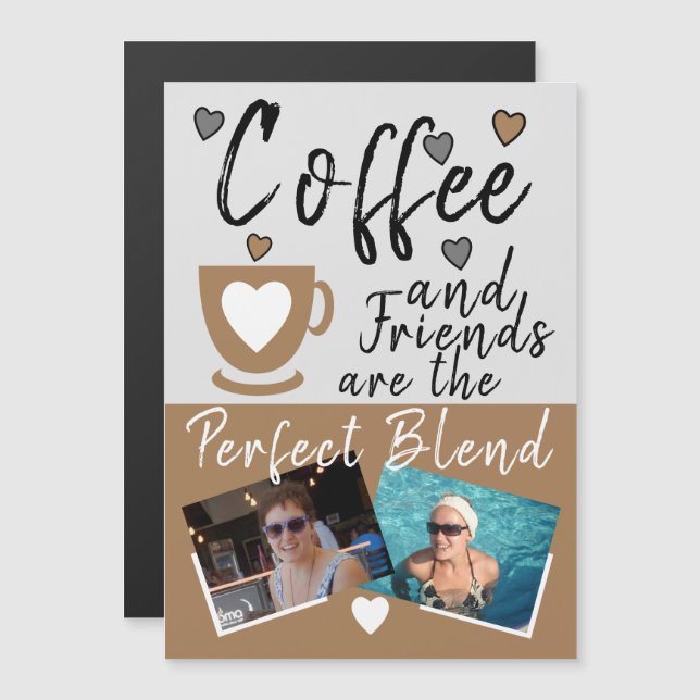 Coffee and Friends brown photos fridge magnet (Front/Back)
