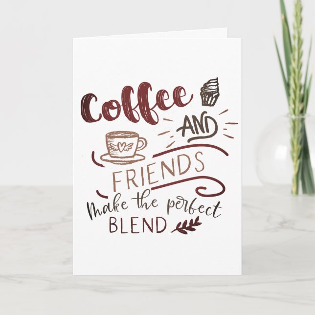 Coffee and Friends Doodle Art Typography Thank You Card (Front)