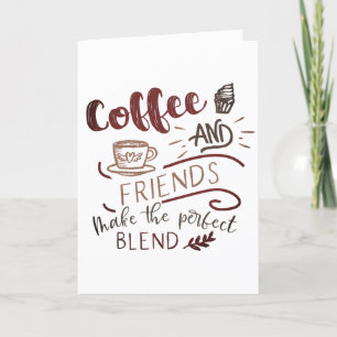 Coffee and Friends Doodle Art Typography Thank You Card