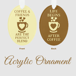 Coffee and friends love hearts brown ornament