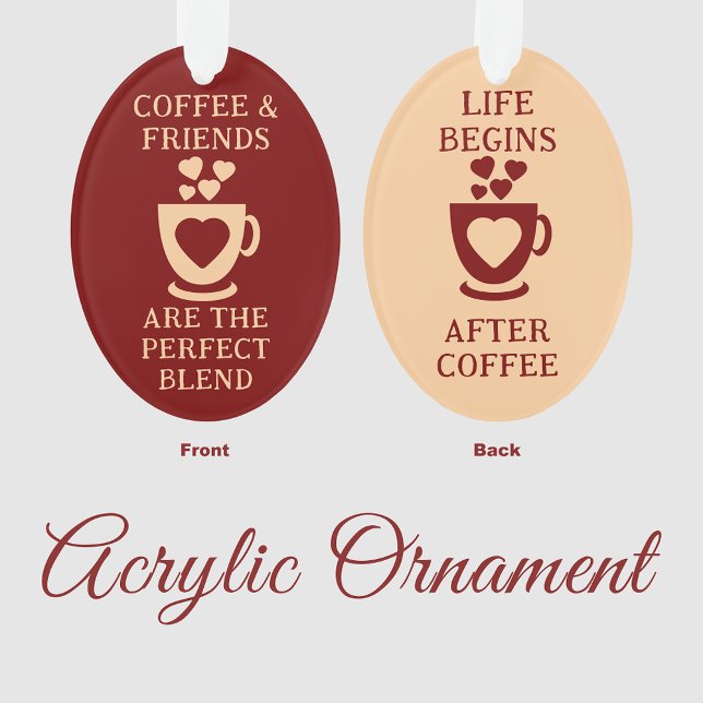 Coffee and friends love hearts burgundy ornament (Creator Uploaded)