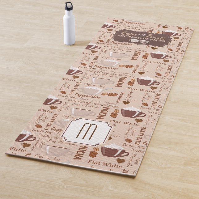 Coffee and Friends Pattern Monogram Yoga Mat (In Situ)