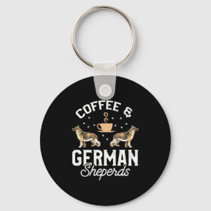 Coffee And German Shepherd Key Ring