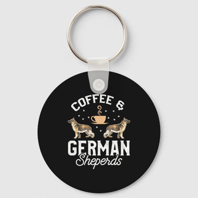 Coffee And German Shepherd Key Ring (Front)