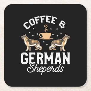 Coffee And German Shepherd Square Paper Coaster