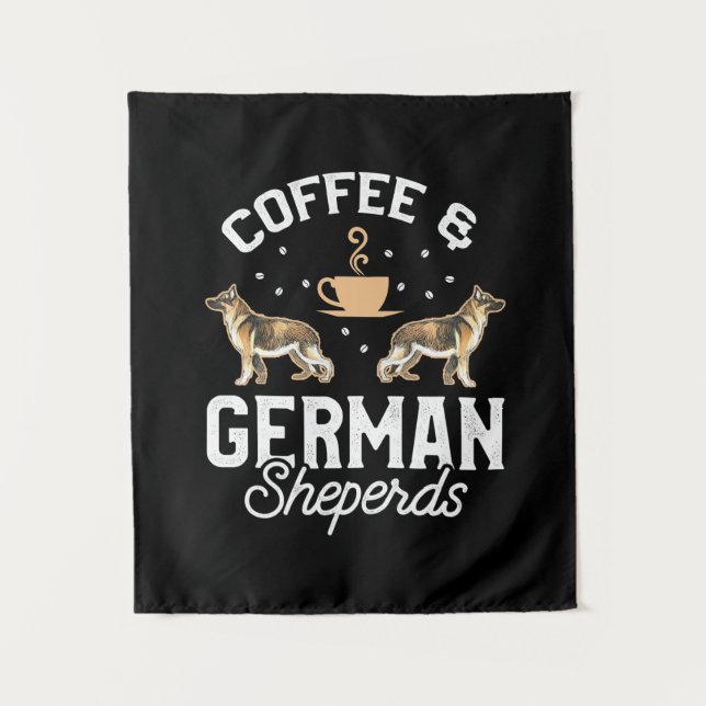 Coffee And German Shepherd Tapestry (Front)