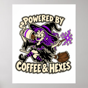 Coffee and Hexes Witch Kitchen Art Poster