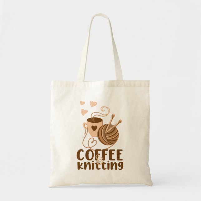 Coffee and Knitting Tote Bag (Front)