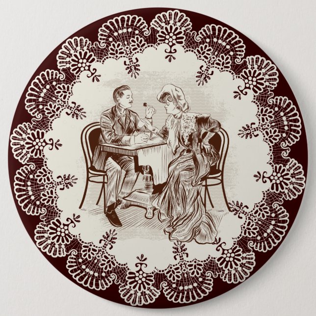 coffee and love 6 cm round badge (Front)