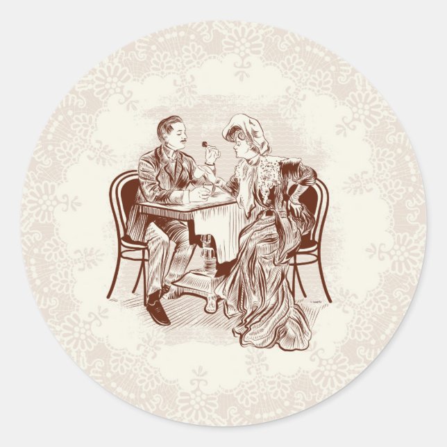 coffee and love classic round sticker (Front)