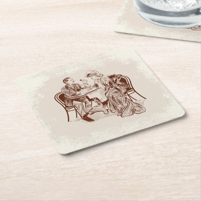 coffee and love square paper coaster (Angled)