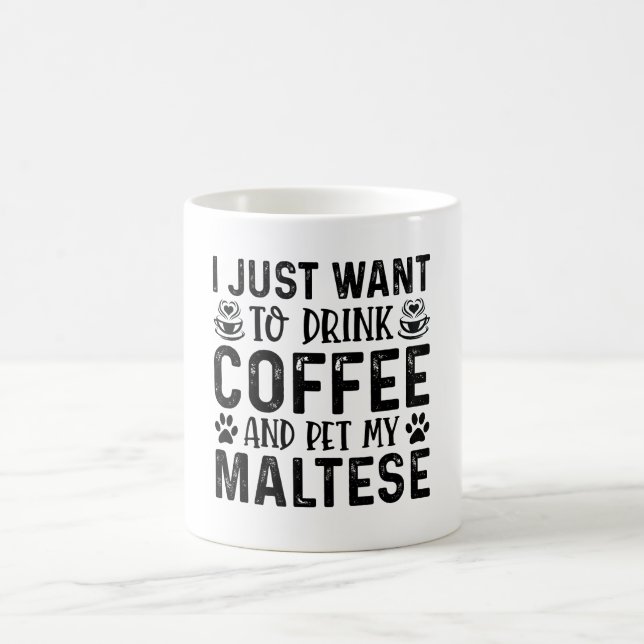 Coffee And Maltese Funny  Mug (Center)