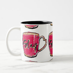 Coffee and morning motivation Two-Tone coffee mug