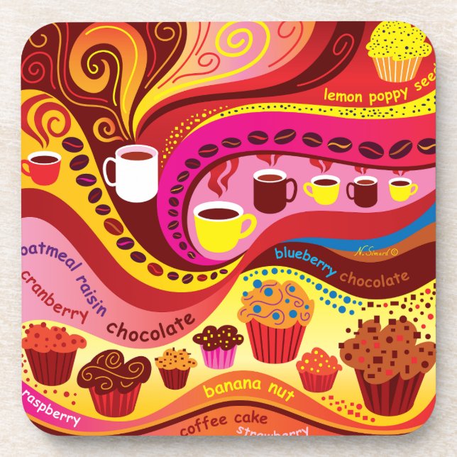 Coffee and Muffins Pattern Coaster (Front)