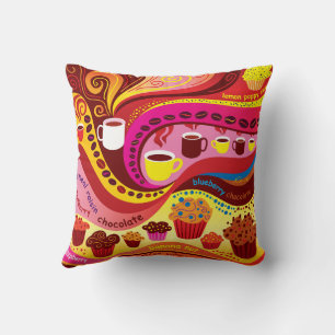 Coffee and Muffins Pattern Cushion