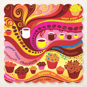 Coffee and Muffins Pattern Paper Coaster