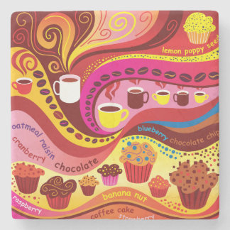 Coffee and Muffins Pattern Stone Coaster