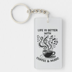 Coffee and Music Key Ring