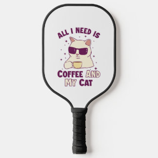 Coffee and my Cat Cat Daddy Cat Mum Cat Lovers Pickleball Paddle