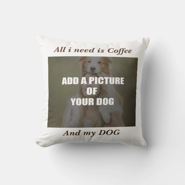 Coffee and my Dog Throw Pillow (Front)
