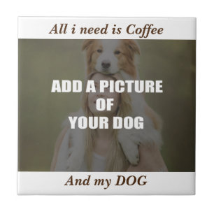 Coffee and my Dog Throw Pillow Ceramic Tile