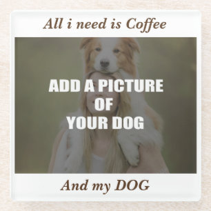 Coffee and my Dog Throw Pillow Glass Coaster