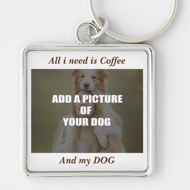 Coffee and my Dog Throw Pillow Key Ring (Front)