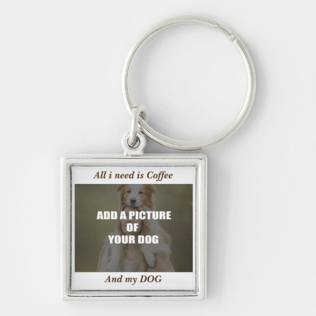 Coffee and my Dog Throw Pillow Key Ring (Front)