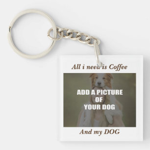 Coffee and my Dog Throw Pillow Key Ring