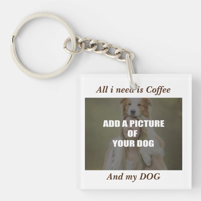 Coffee and my Dog Throw Pillow Key Ring (Front)