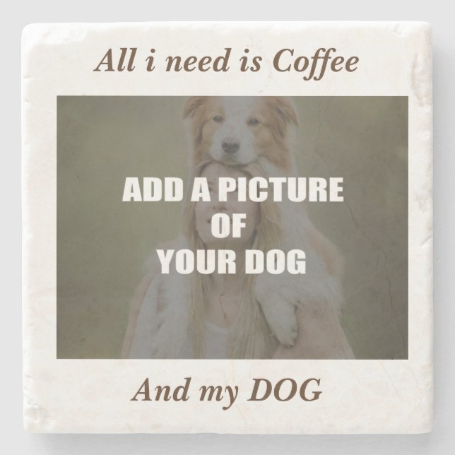 Coffee and my Dog Throw Pillow Stone Coaster (Front)