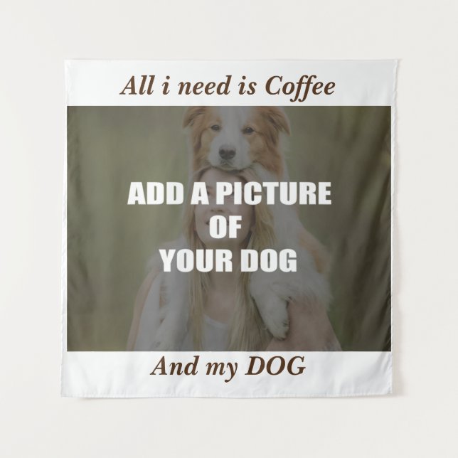 Coffee and my Dog Throw Pillow Tapestry (Front)