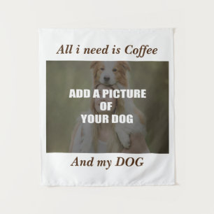 Coffee and my Dog Throw Pillow Tapestry