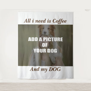 Coffee and my Dog Throw Pillow Tapestry
