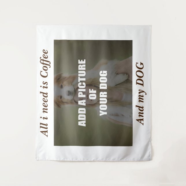 Coffee and my Dog Throw Pillow Tapestry (Front)