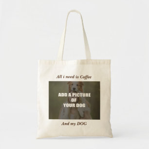 Coffee and my Dog Throw Pillow Tote Bag