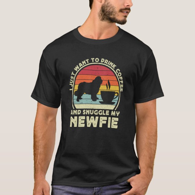 Coffee And Newfie For Men Women Newfoundland Dog D T-Shirt (Front)
