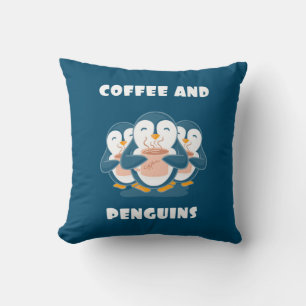 Coffee And Penguins Cushion