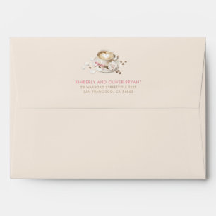 Coffee and Pink Bow Beige Baby Shower  Envelope