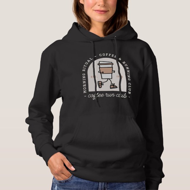 Coffee and running lovers run club funny hoodie (Front)