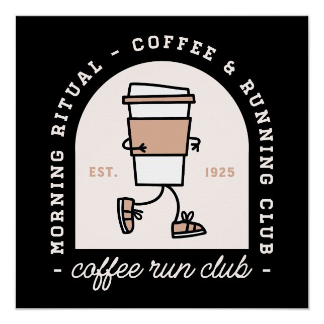Coffee and running lovers run club funny poster (Front)