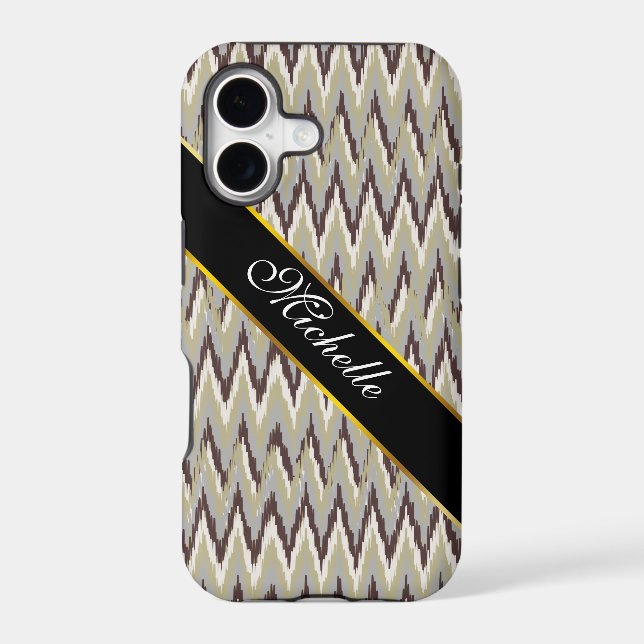 Coffee and Sage iKat ZigZag Pattern (Back)