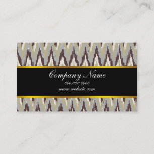 Coffee and Sage iKat ZigZag Pattern Business Card