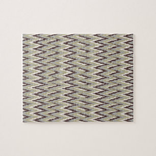 Coffee and Sage iKat ZigZag Pattern Jigsaw Puzzle