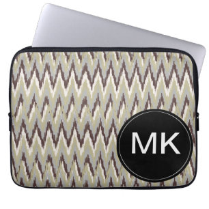 Coffee and Sage iKat ZigZag Pattern Laptop Sleeve