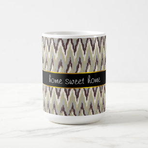 Coffee and Sage iKat ZigZag Pattern Mug